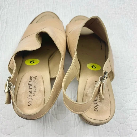 Sophia Milano Leather Slingback Sandals Size 9 Beige Made in Italy - Picture 13 of 13